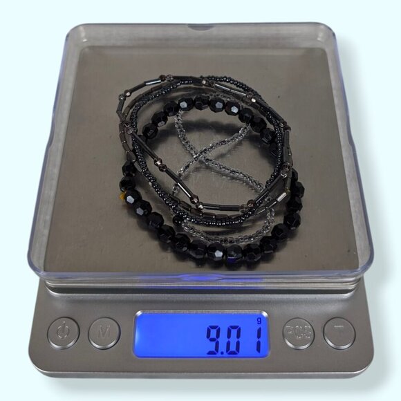 (2/$20) Set of 5 Dark Beaded Stretch Bracelets - Picture 4 of 4